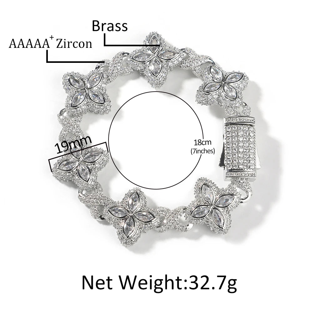 Iced Baguette CZ Floral Infinity Bracelet Jewelry