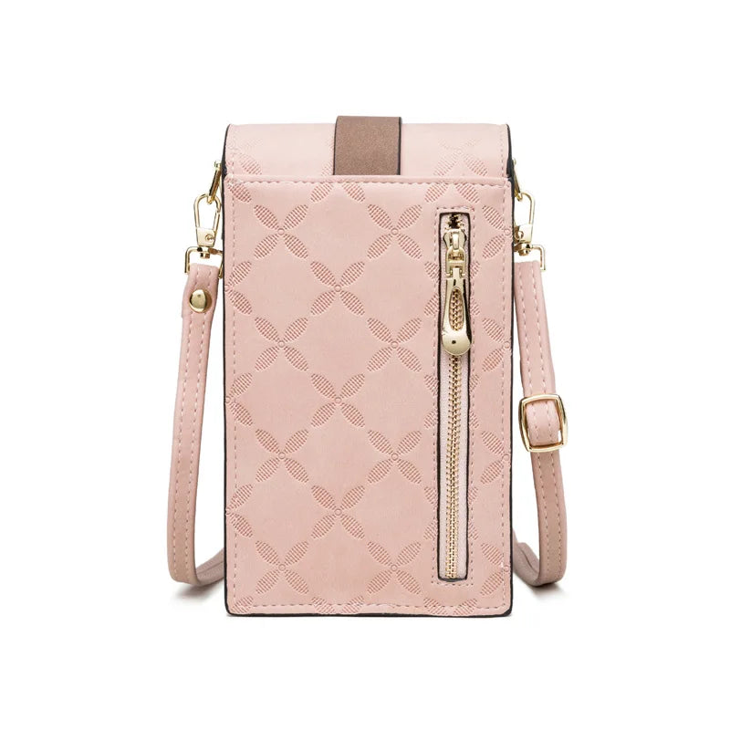 Women Wallet Flower Petals Plaid Small Shoulder Phone Purse
