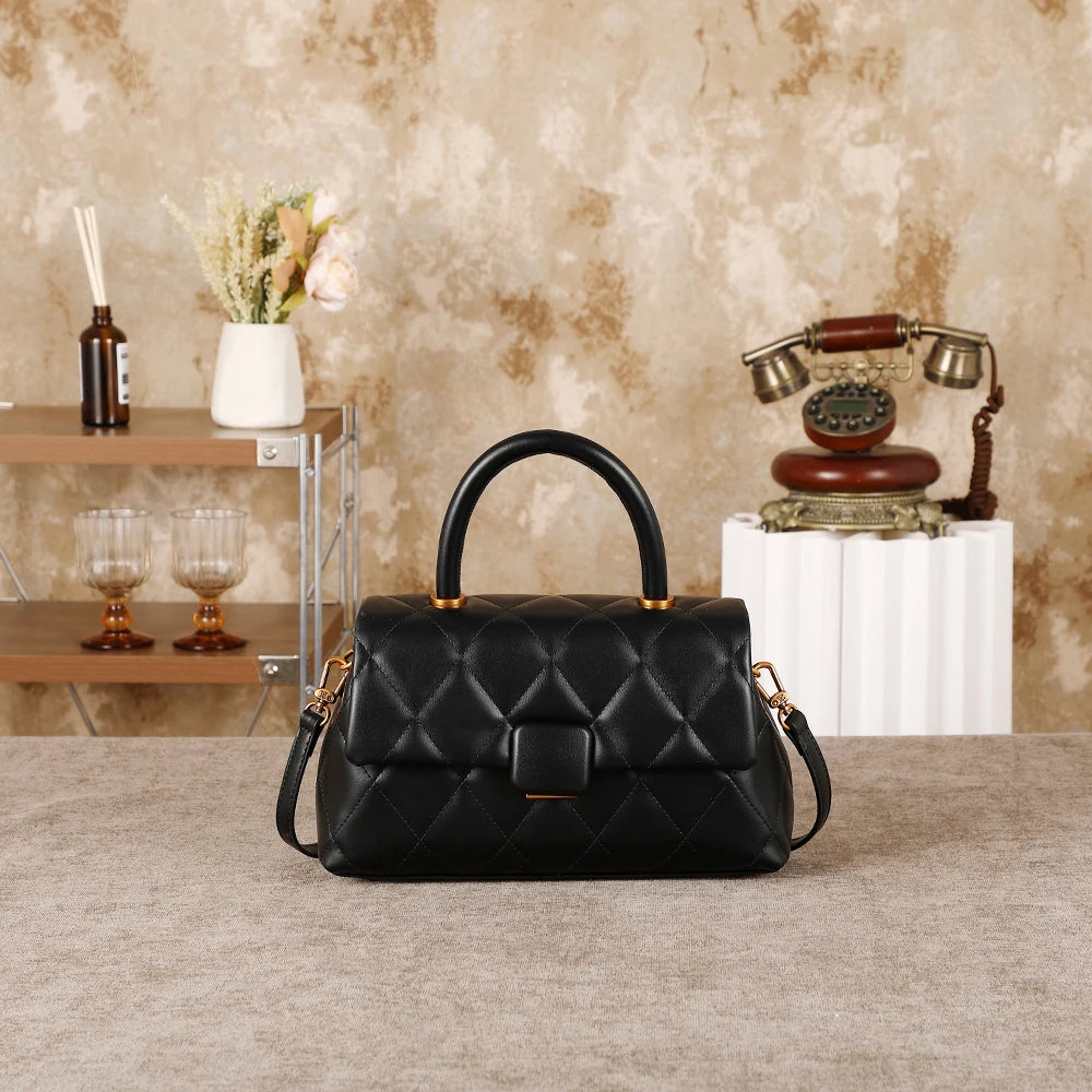 Diamond grid handbag fashionable versatile high-end feel handbag