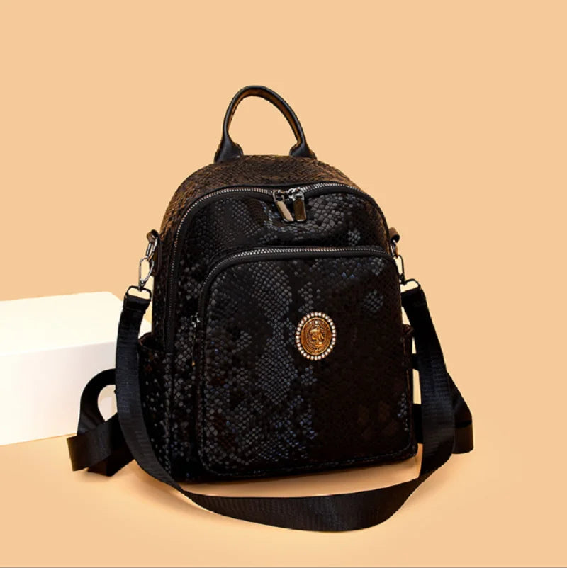 Fashion Trend Soft Leather Multi functional Travel Backpacks Large Capacity