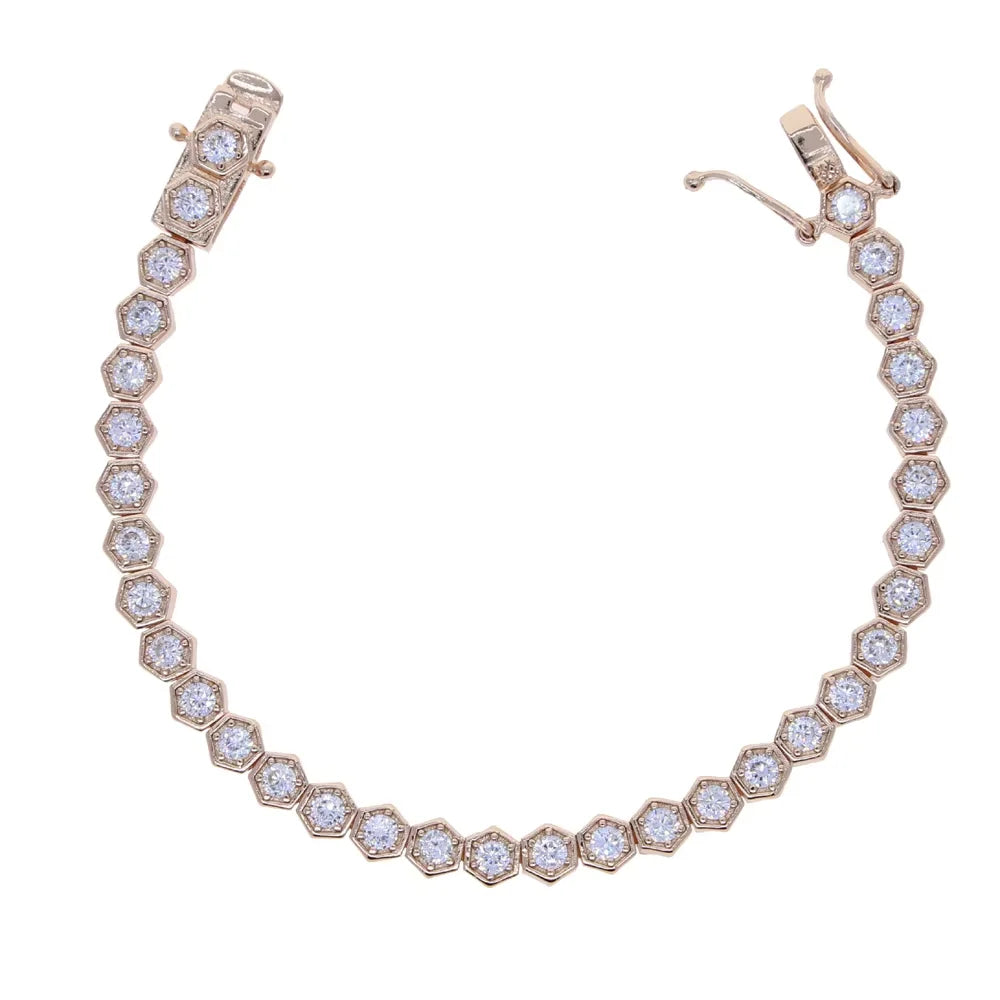 Iced Out AAA Cubic Zirconia Heart Tennis Chain Bracelet