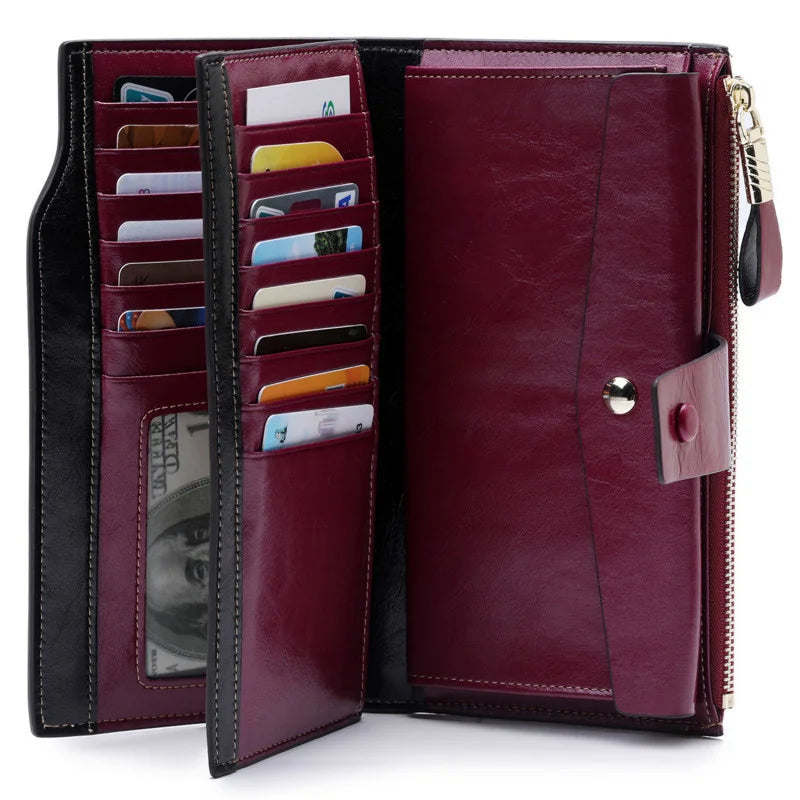 Women Leather Wallet For Cell Phone Genuine Leather Purse Coin Purse