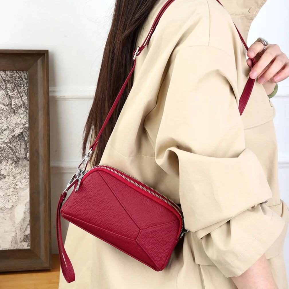 Crossbody Bags Genuine Leather Shoulder Purse Cross Body Bag with Wristlet