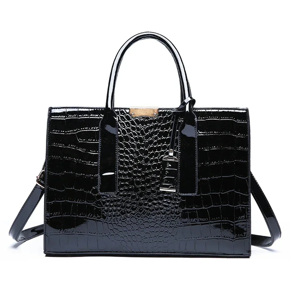 Large Capacity Crocodile Pattern Shoulder Tote Bag Leather Purses and Handbags