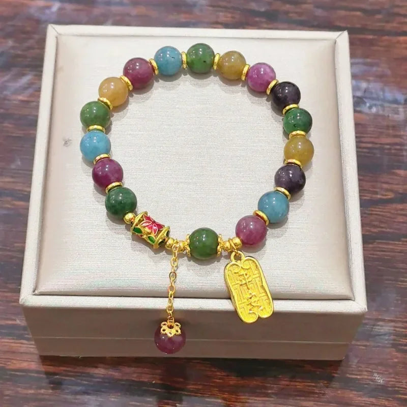 Natural Jade Agate Bracelet Exquisite Flower Design
