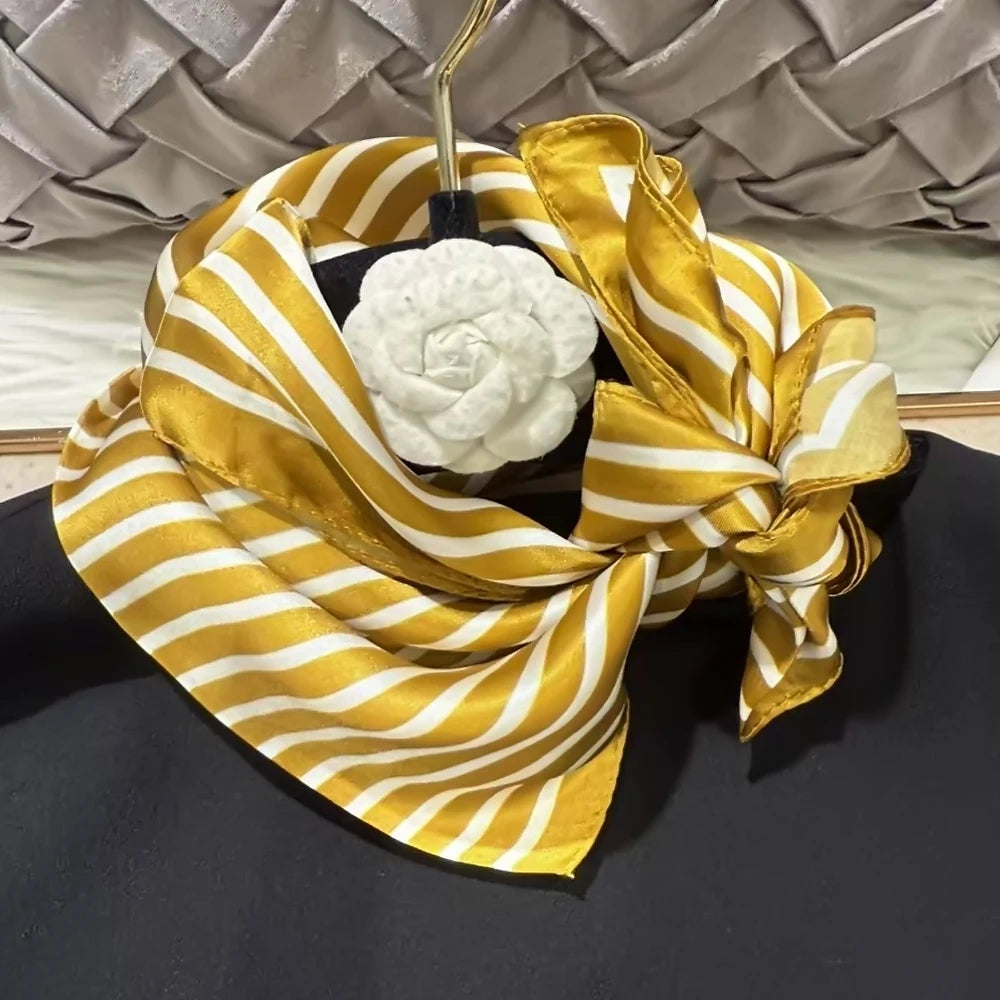 100% Silk Small Square Scarf Neckerchief for Women
