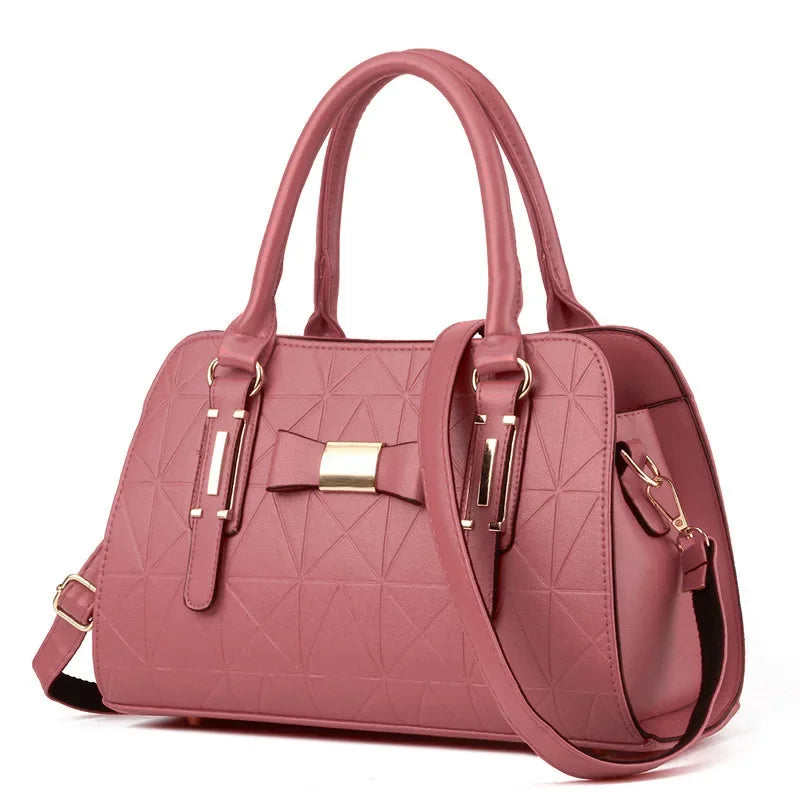 Large Capacity Floral Embossed Butterfly Knot Shoulder Bag