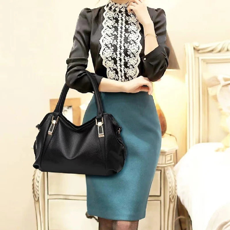 Casual Fashion Women Shoulder Bag Solid Color Soft Large Capacity Bag Crossbody Bag
