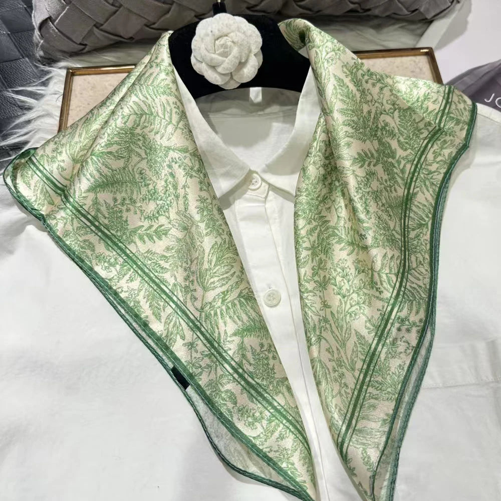 100% Silk Small Square Scarf Neckerchief for Women
