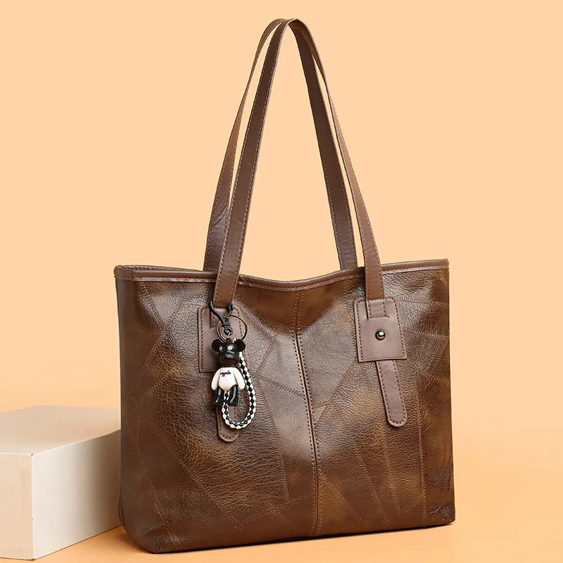 Trendy Large Capacity Tote Bag Horizontal Square Zipper Single Shoulder Handbag