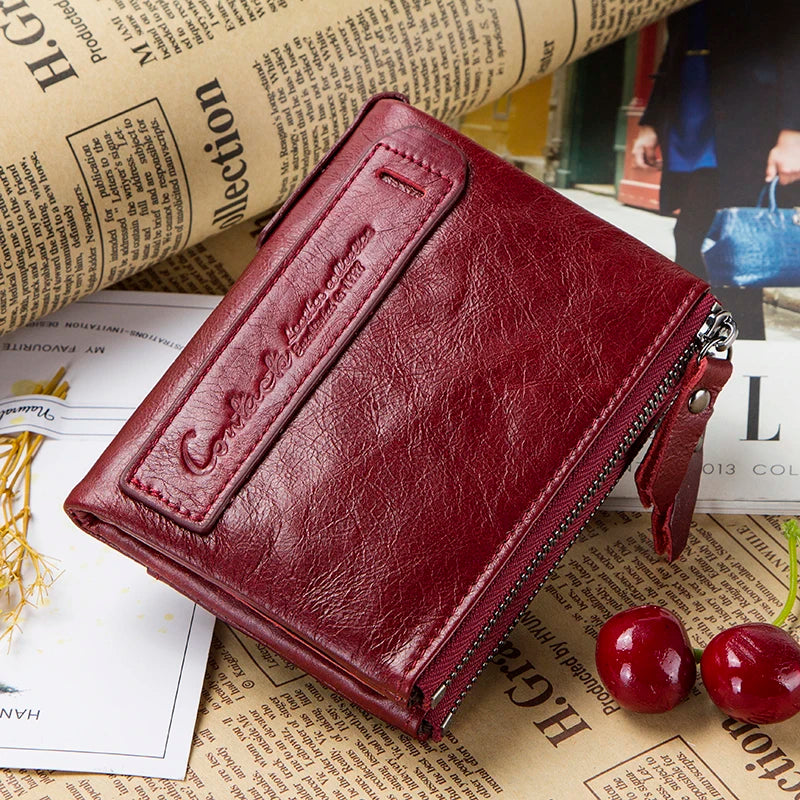 Genuine Leather Fashion Purses Bifold Purses Credit Card Holder Wallets