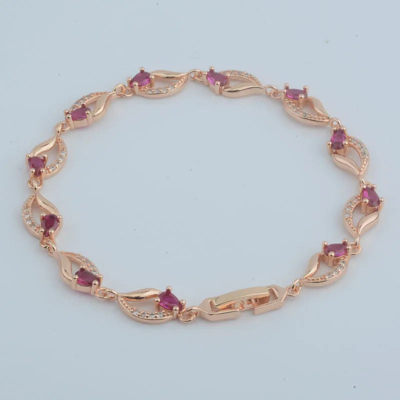 2 Color Rose Gold Color Green Pink Zircon Stone Jewelry