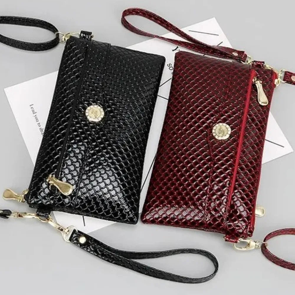 Multi-functional Phone Shoulder Bags PU Leather Crocodile Pattern Square Bag