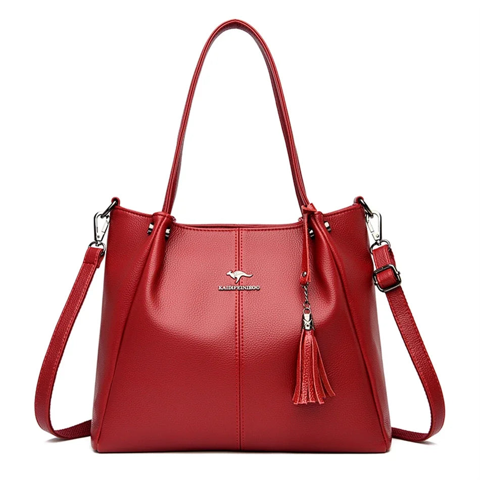 Elegant Cowhide Handbag Luxury Designer Shoulder Crossbody Genuine Leather Bag