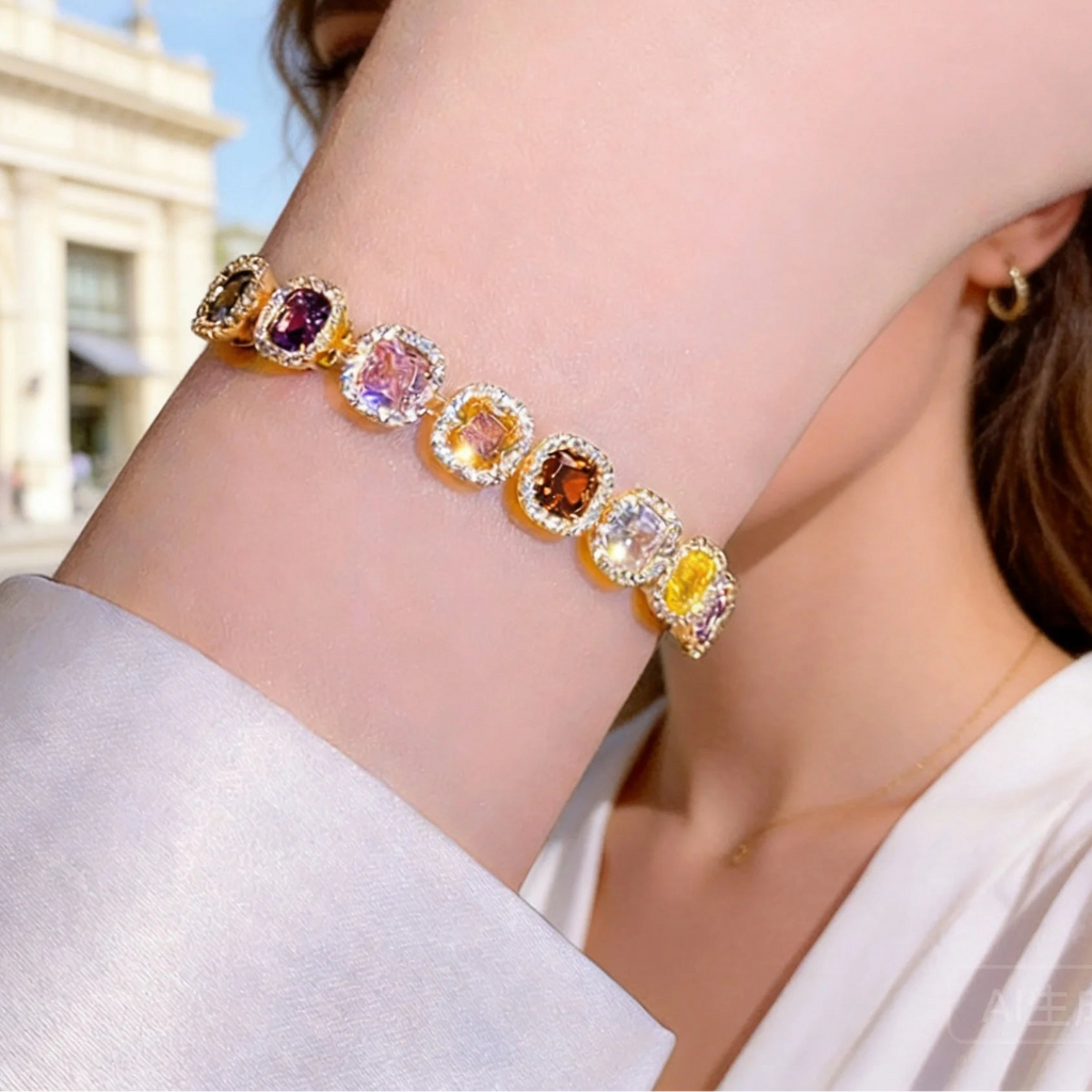 Cubic Zirconia Bracelet Square Design Multicolor Zircon Jewelry