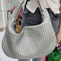 Trendy Woven Hobo Bag Vegan Leather Handmade Tote