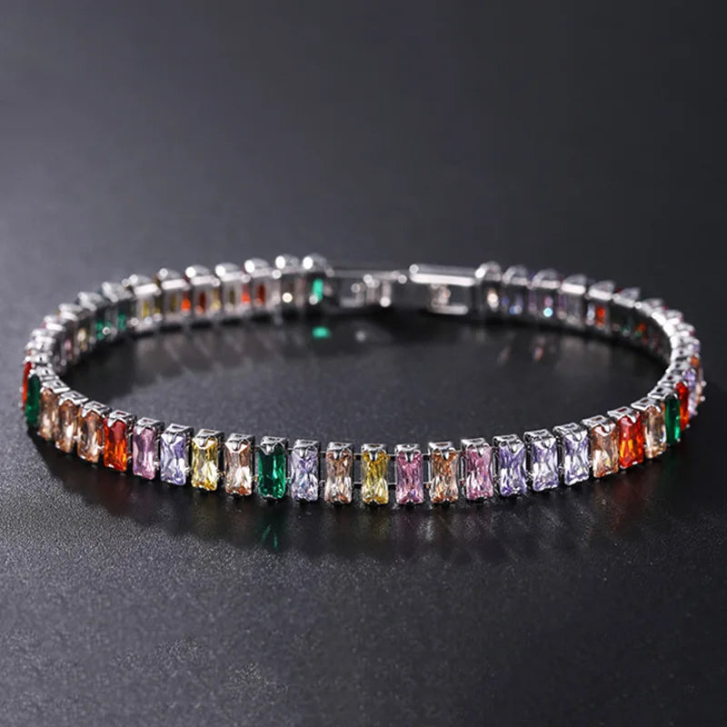 2.5*5mm Cubic Zirconia Bracelet Colorful CZ Tennis Bracelets For Women