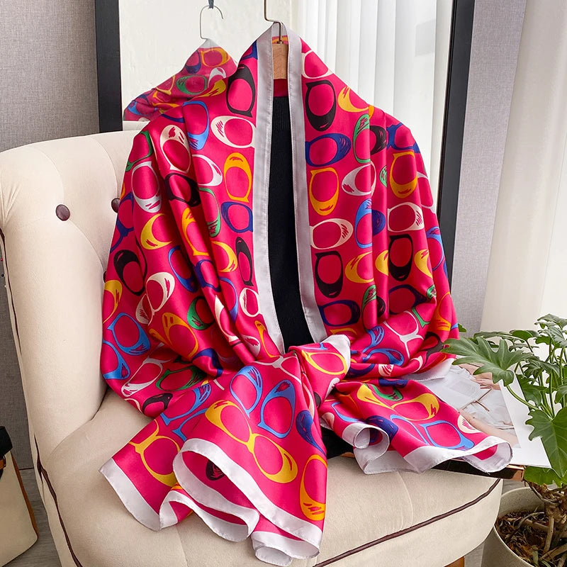 Luxury Summer Women 180X90CM Quality Soft Silk Scarves