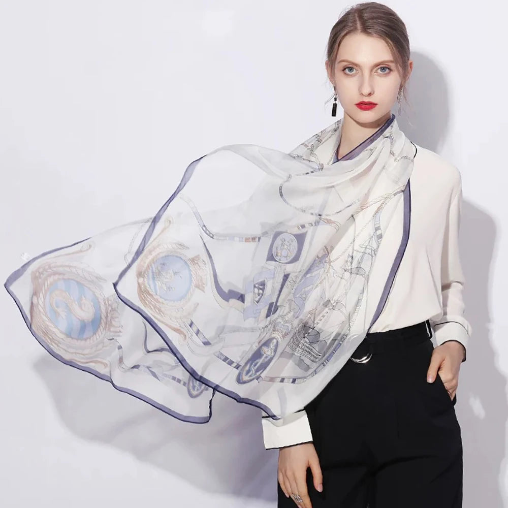 100% Pure Mulberry Silk Long Headband Neckerchief Luxury Bandana Scarves 68*180CM