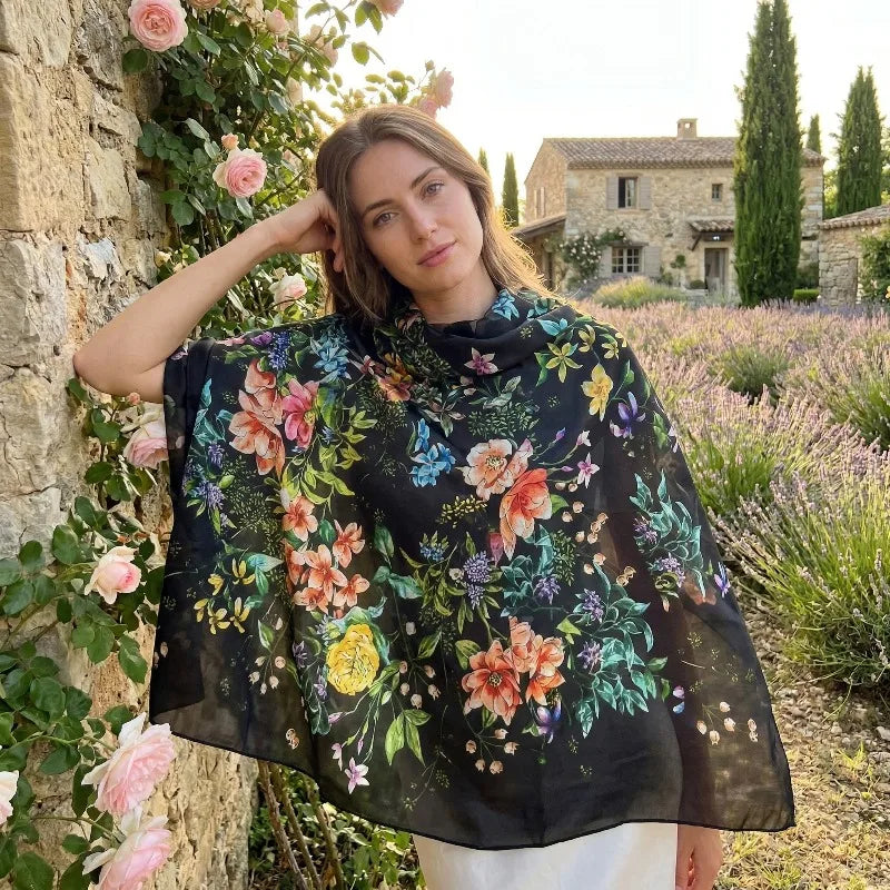 Lightweight Large 100% Mulberry Silk Scarf Neck Scarf