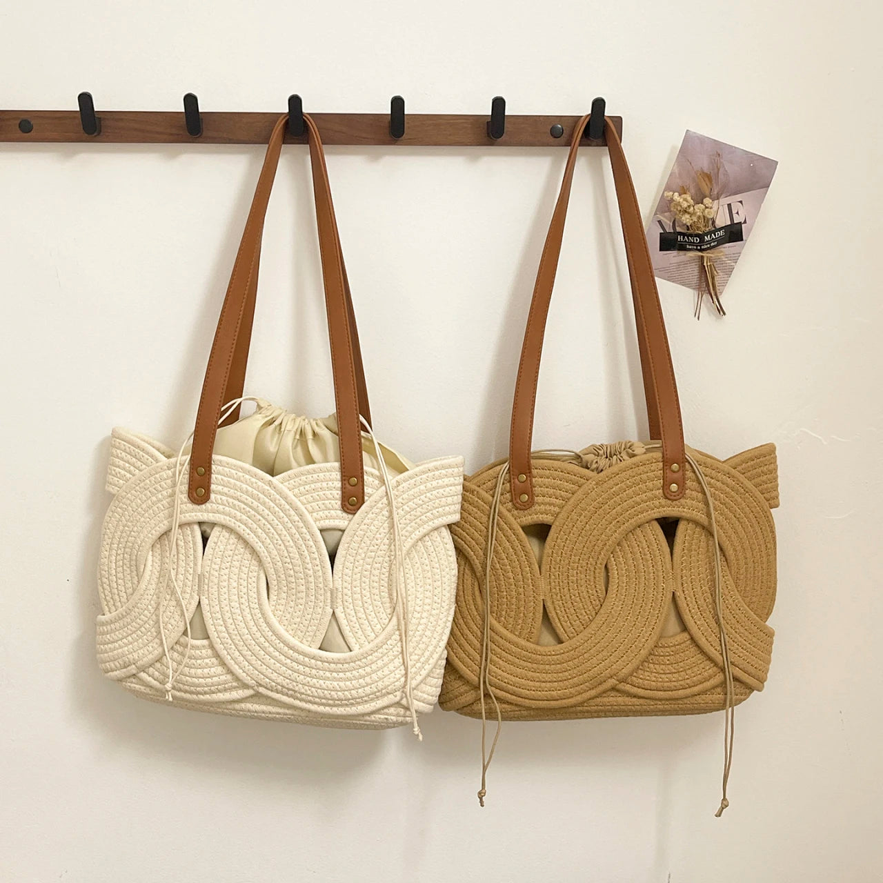Fashionable Woven Straw Tote Bag Large Capacity Handbag
