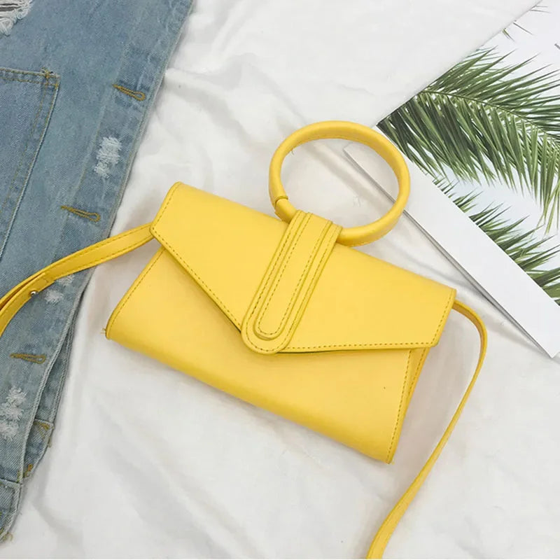 PU Leather Solid Color Clutch Ladies Diagonal Bag Hand Bag Women's Fashion