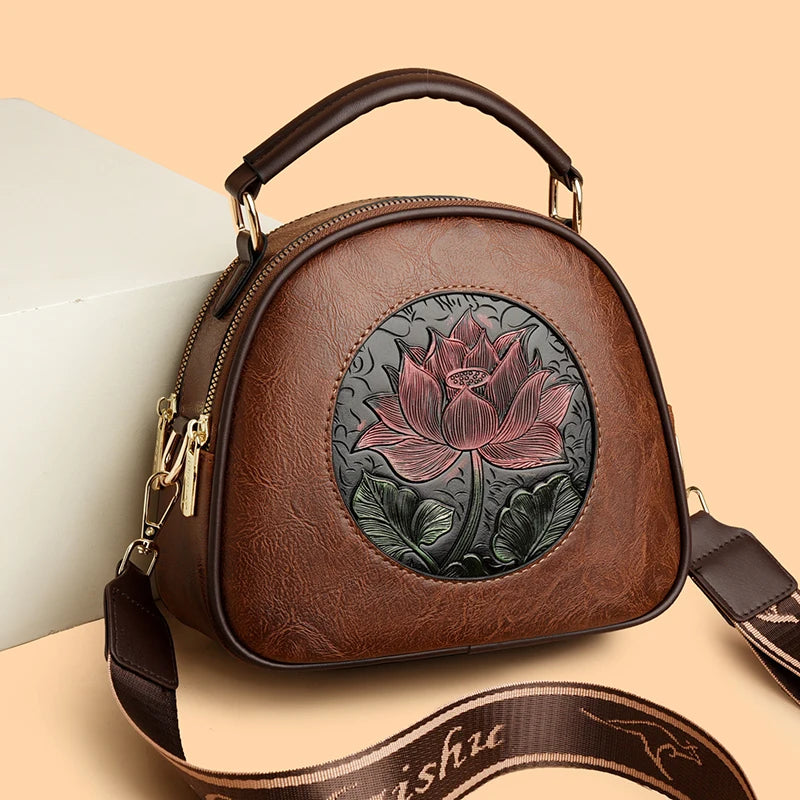 Vintage Handbag Women Shoulder Bag Luxurious Designer Round Bag High-quality
