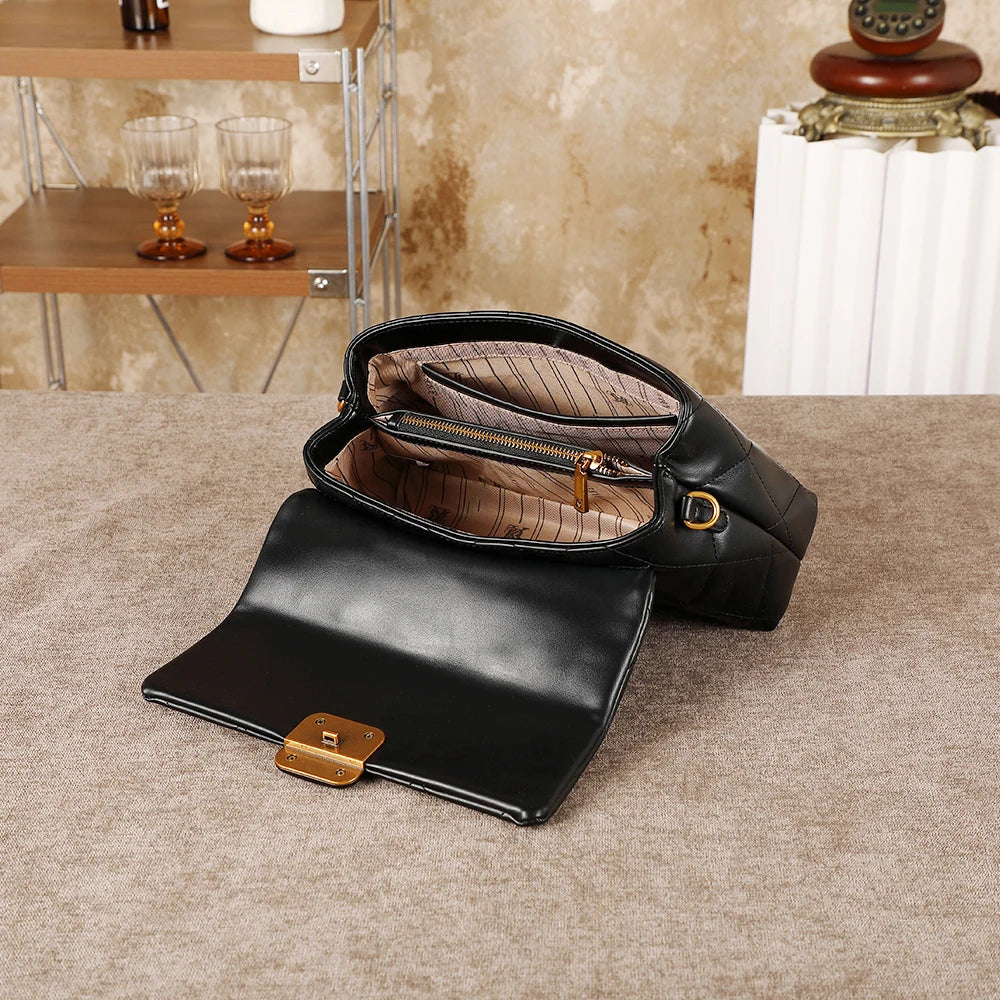 Diamond grid handbag fashionable versatile high-end feel handbag