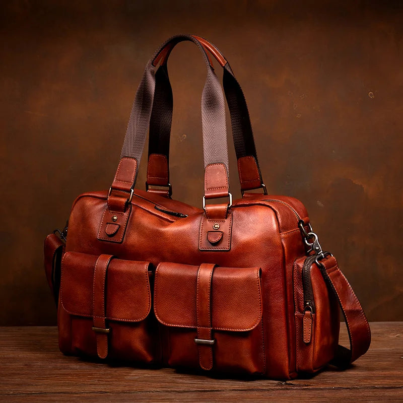 Men's Travel Bag Genuine Leather Large Capacity Business Bag