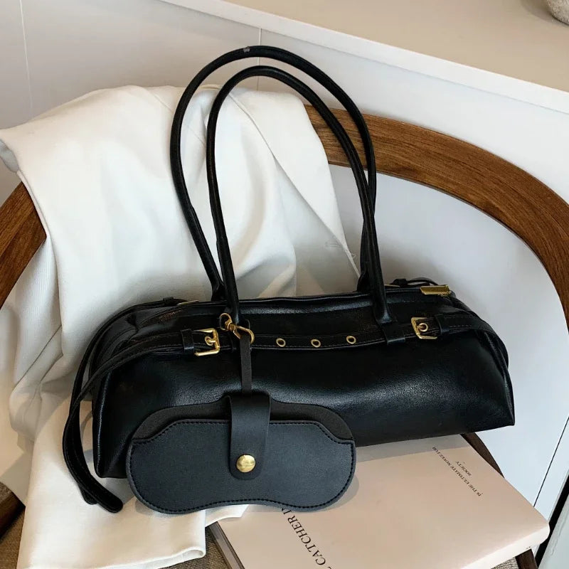 Buckle Decoration Fashion PU Shoulder Bag Large Capacity