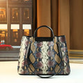 Fashionable snake pattern large capacity women's high-end crossbody bucket bag