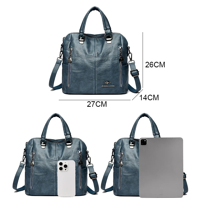 Large Capacity Fashionable Casual Simple Retro Shoulder Crossbody Backpack