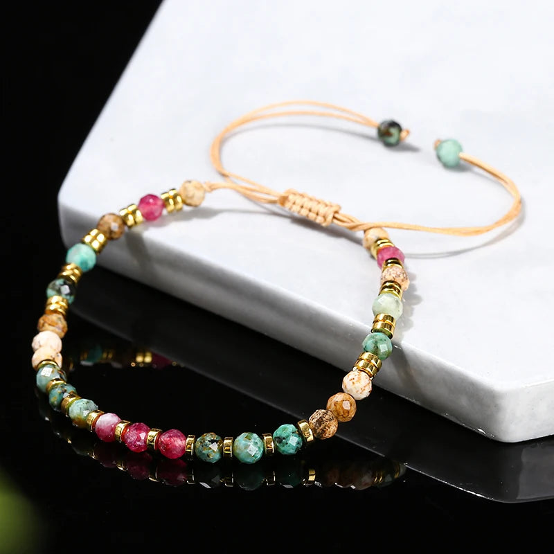 Natural Stone Faceted Turquoise Colored Bracelet