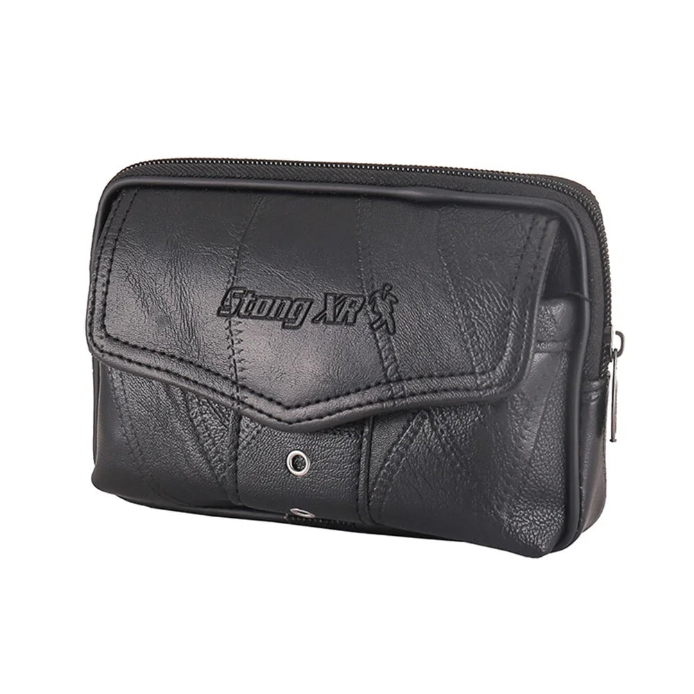 Genuine Leather Waist Packs Men Classic Texture Phone Belt