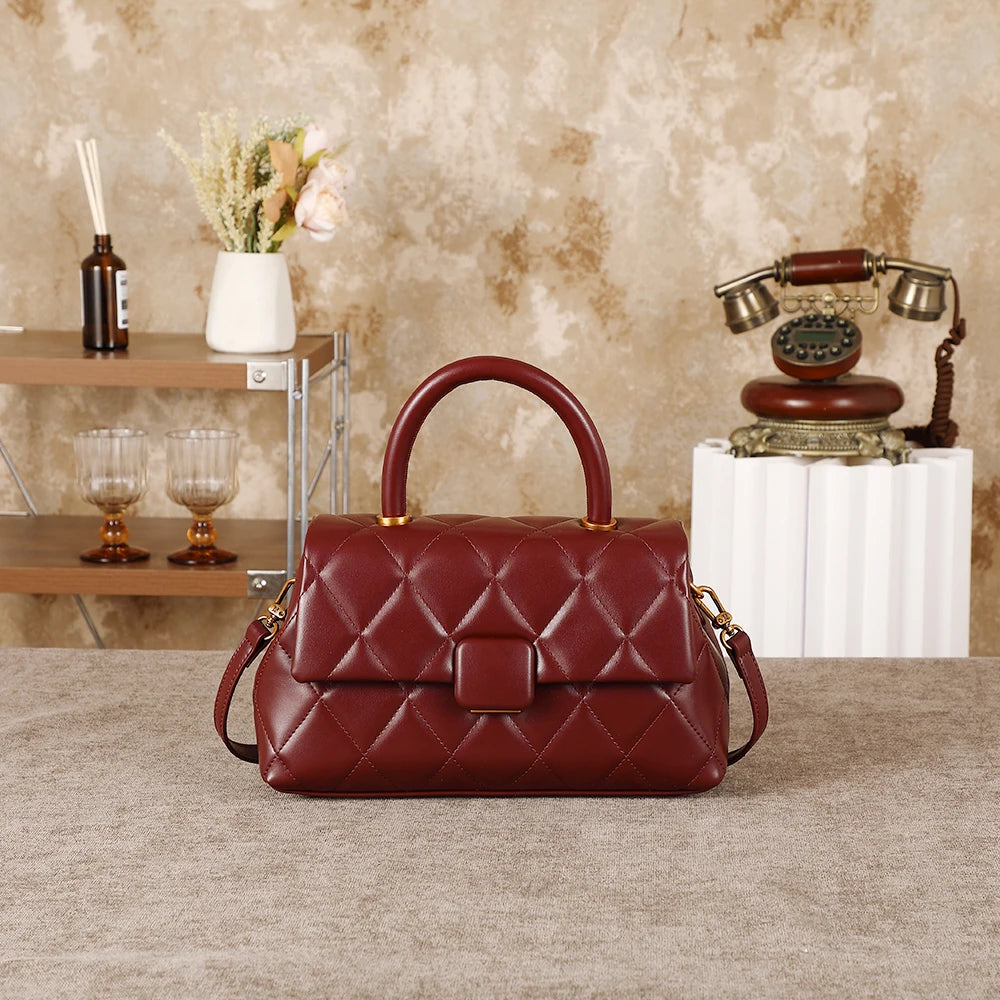 Diamond grid handbag fashionable versatile high-end feel handbag