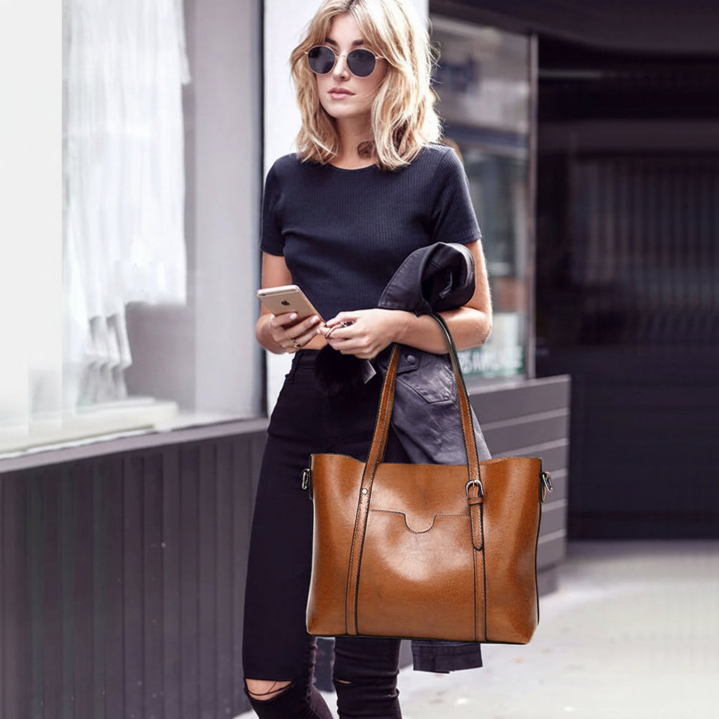 Shoulder Bag Oil Wax Leather Tote Crossbody Bag Satchel