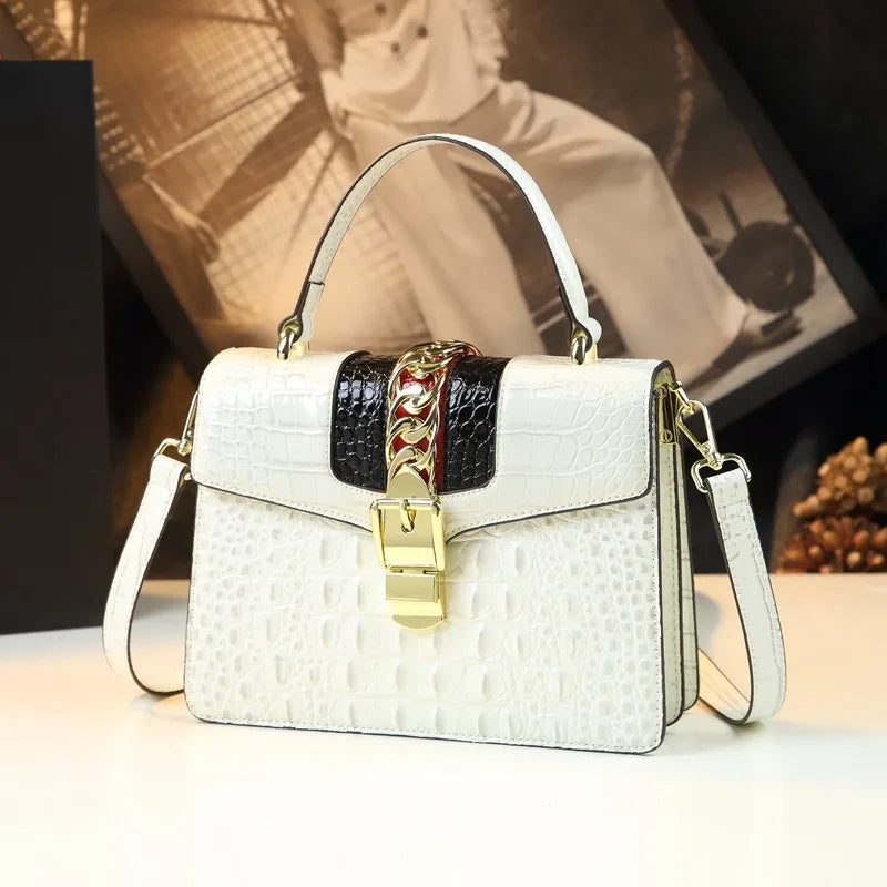 Women's fashion leather crocodile pattern handbag messenger bag small shoulder bag