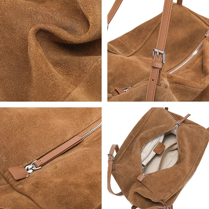 Suede Genuine Leather Shoulder Bags Soft Luxury Design