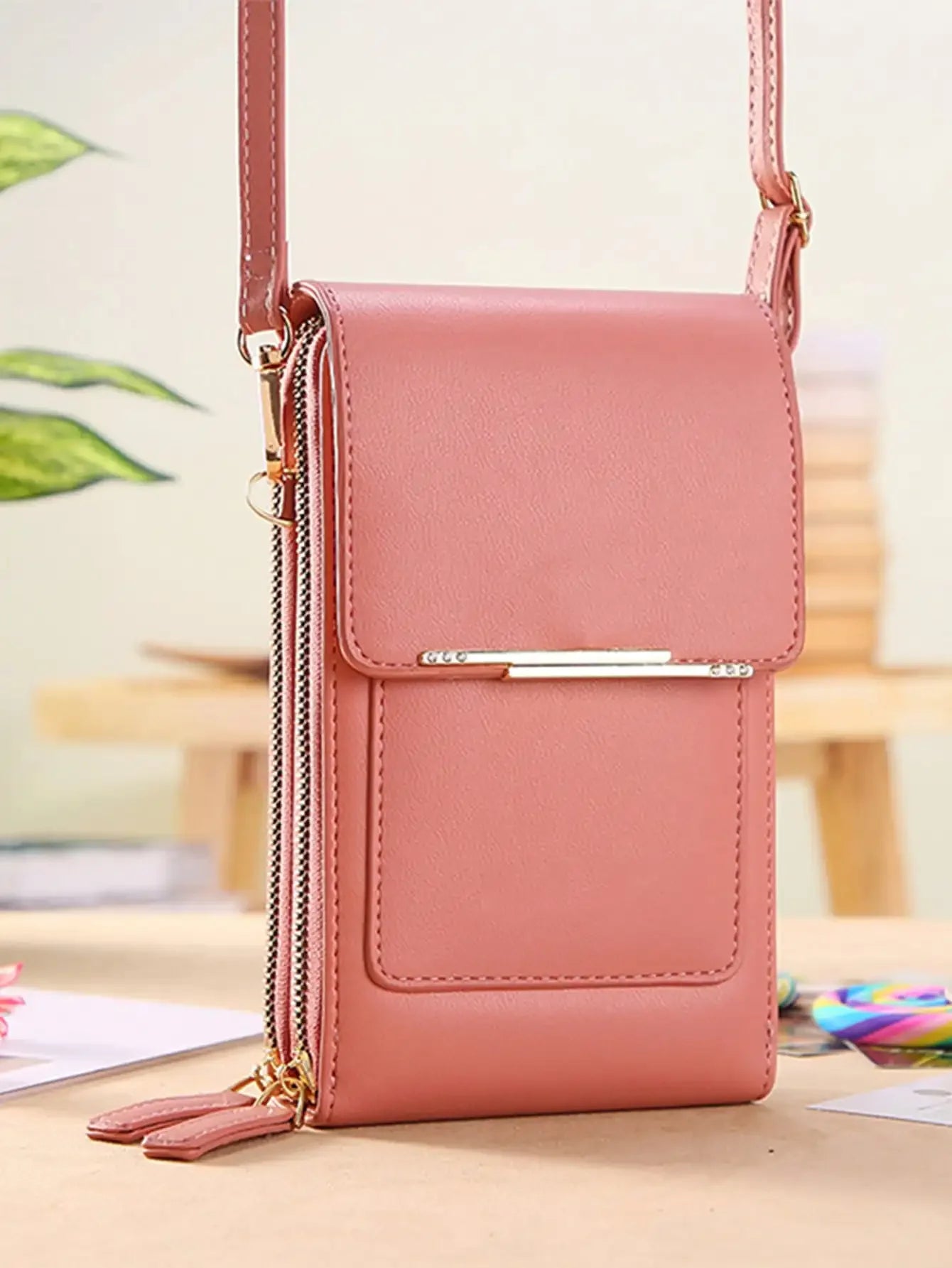 1pcs Solid Color Fashion Multi-pocket Waterproof Phone Wallet
