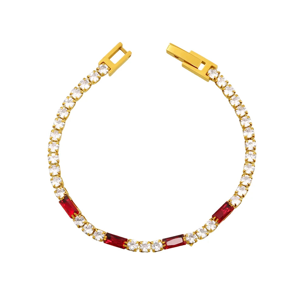 Cubic Zirconia Bracelet Stainless Steel 18k Gold Plated Bangle