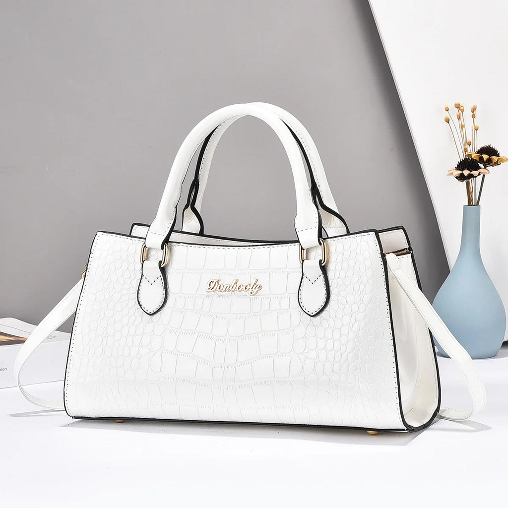High Quality Crocodile Patterned Elegant Handbag Large Capacity Commute Bag
