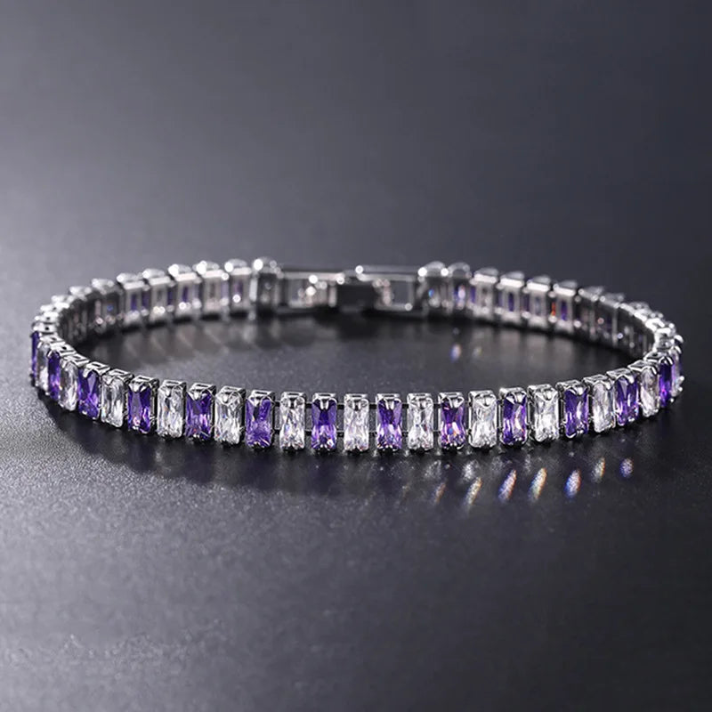 2.5*5mm Cubic Zirconia Bracelet Colorful CZ Tennis Bracelets For Women