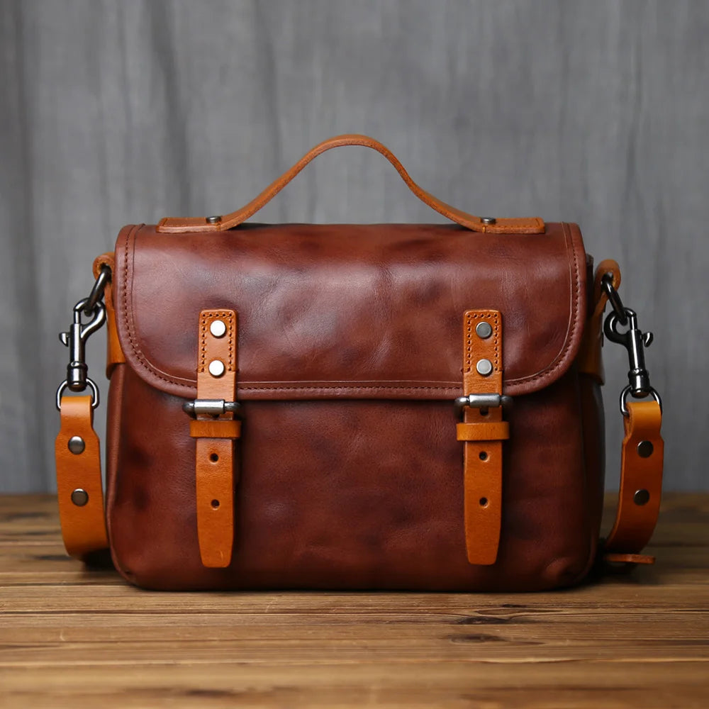 Men's Vintage Genuine Leather Shoulder Bag Top Layer Cowhide Crossbody Bag