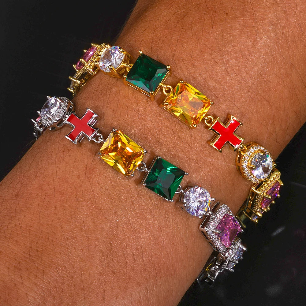 Multi Gemstone Bracelet Mixed Shape Rainbow Gems