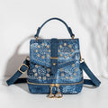 Diamond Appliques denim backpack multi-functional portable one-shoulder backpack