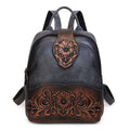 Vintage Embossing Women Backpacks Large Capacity Print Patchwork Travel Backpack