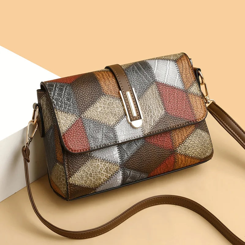 Flap Sling Shoulder Bags for Women Vintage Splicing Crossbody Messenger Bag Purse