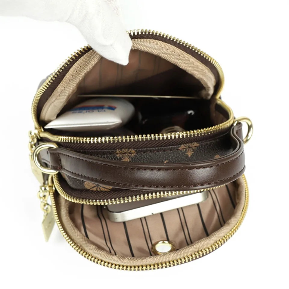 Printed Leather Small Shoulder Phone Bag Crossbody Bag
