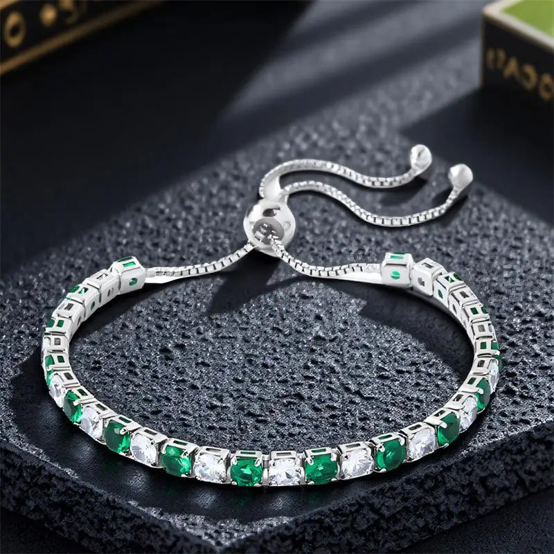 Multicolor Crystal Rainbow Zircon 4mm Round Stone Tennis Bracelets For Women