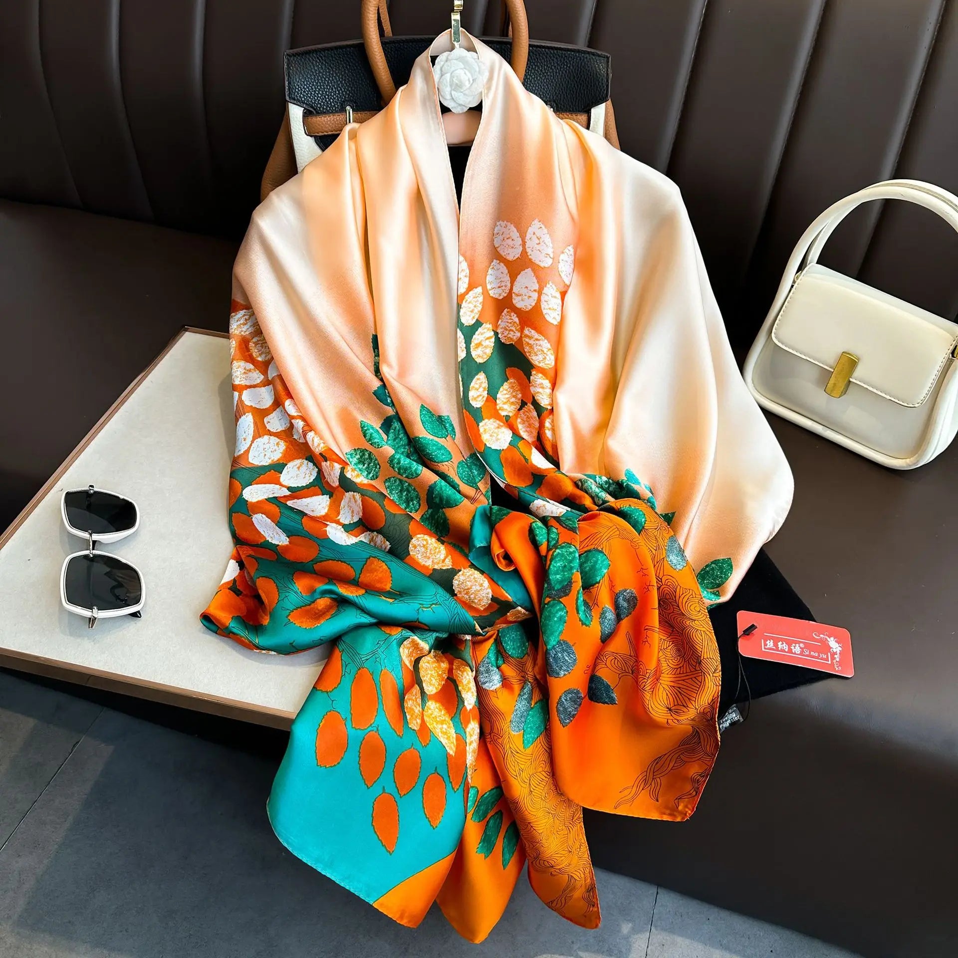 Luxury Brand Silk Scarves Women Fashion Print 180X90CM Long Silk Headscarf